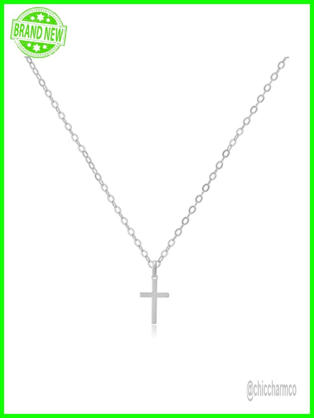 925 Sterling Silver Cross Necklace 1 cm Pendant 17-20" Cable Chain